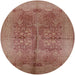 Round Mid-Century Modern Chestnut Red Oriental Rug, urb841