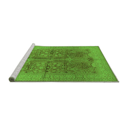 Sideview of Machine Washable Oriental Green Industrial Area Rugs, wshurb841grn
