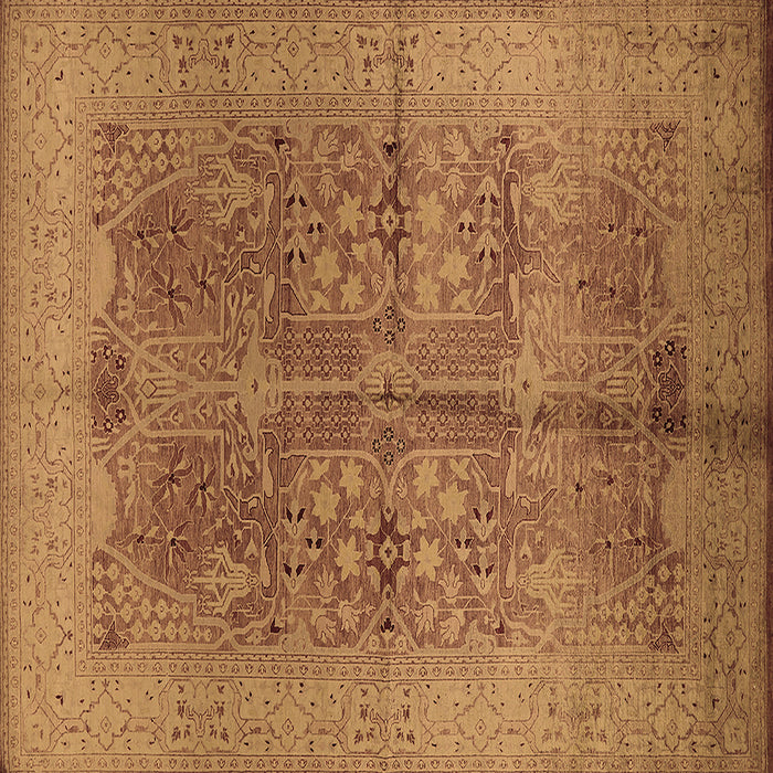 Square Machine Washable Oriental Brown Industrial Rug, wshurb841brn