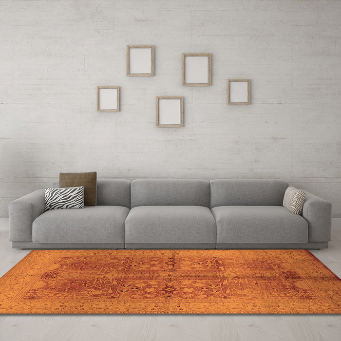 Machine Washable Oriental Orange Industrial Area Rugs in a Living Room, wshurb841org