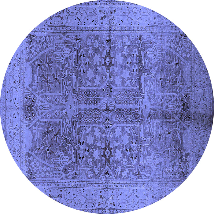 Round Oriental Blue Industrial Rug, urb841blu