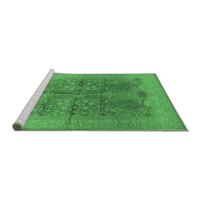 Sideview of Machine Washable Oriental Emerald Green Industrial Area Rugs, wshurb841emgrn