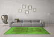 Machine Washable Oriental Green Industrial Area Rugs in a Living Room,, wshurb841grn