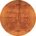 Round Machine Washable Oriental Orange Industrial Area Rugs, wshurb841org