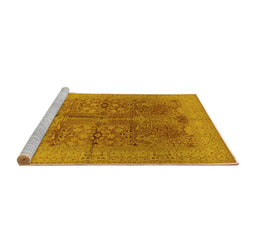 Sideview of Machine Washable Oriental Yellow Industrial Rug, wshurb841yw