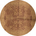 Round Oriental Brown Industrial Rug, urb841brn