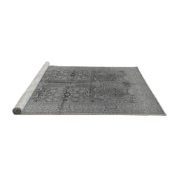 Sideview of Machine Washable Oriental Gray Industrial Rug, wshurb841gry