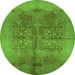 Round Oriental Green Industrial Rug, urb841grn