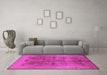 Machine Washable Oriental Pink Industrial Rug in a Living Room, wshurb841pnk