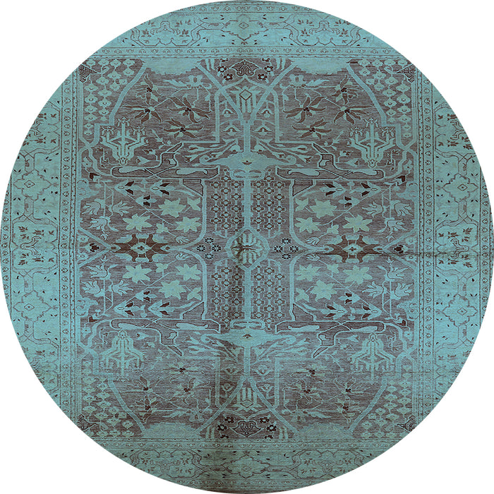 Round Oriental Light Blue Industrial Rug, urb841lblu