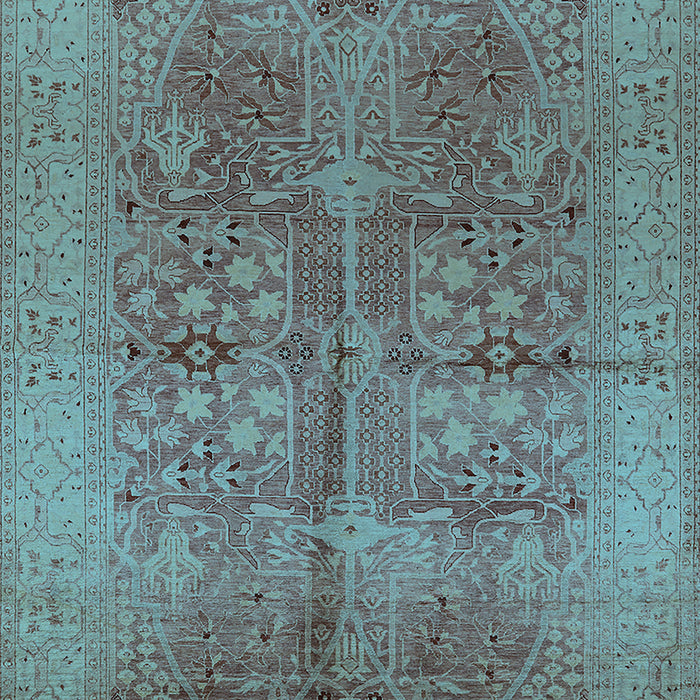 Machine Washable Oriental Light Blue Industrial Rug, wshurb841lblu