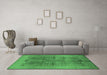 Machine Washable Oriental Emerald Green Industrial Area Rugs in a Living Room,, wshurb841emgrn