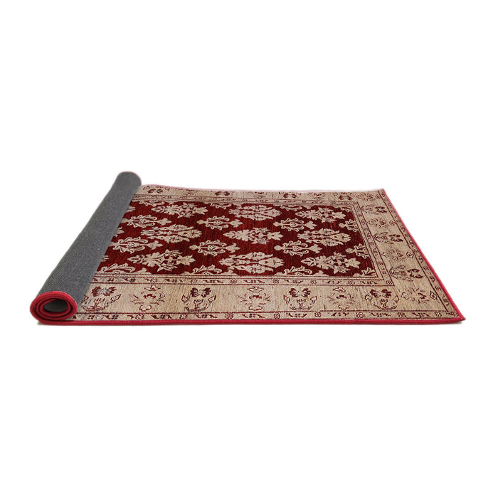 Sideview of Mid-Century Modern Fire Brick Red Oriental Rug, urb842