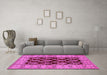 Machine Washable Oriental Pink Industrial Rug in a Living Room, wshurb842pnk