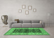 Machine Washable Oriental Emerald Green Industrial Area Rugs in a Living Room,, wshurb842emgrn