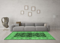 Machine Washable Oriental Emerald Green Industrial Rug, wshurb842emgrn