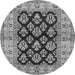 Round Machine Washable Oriental Gray Industrial Rug, wshurb842gry