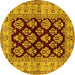 Round Oriental Yellow Industrial Rug, urb842yw