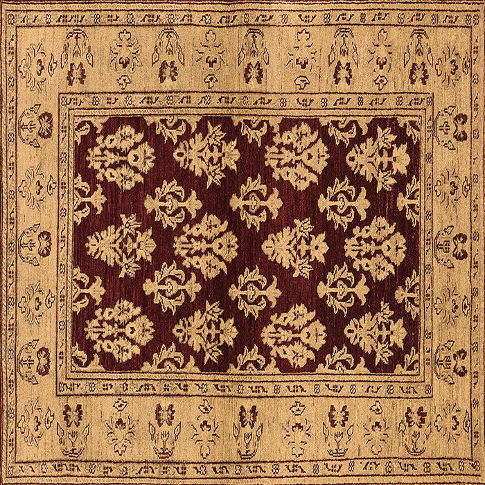 Square Machine Washable Oriental Brown Industrial Rug, wshurb842brn