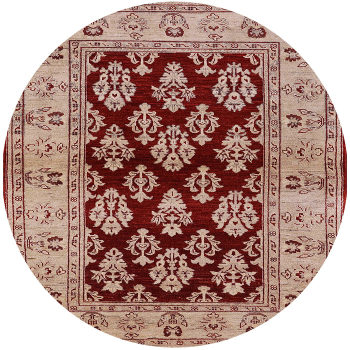 Round Machine Washable Industrial Modern Fire Brick Red Rug, wshurb842