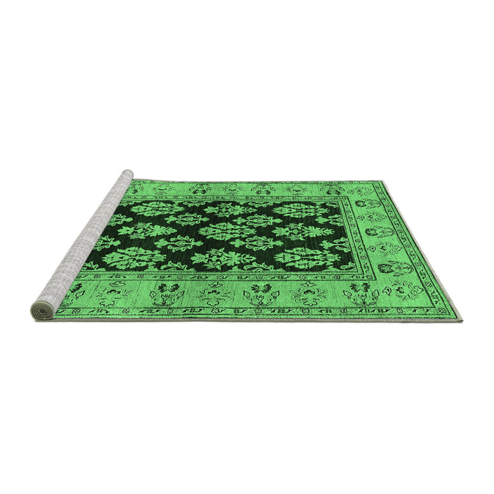 Sideview of Machine Washable Oriental Emerald Green Industrial Area Rugs, wshurb842emgrn