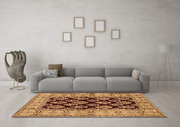 Machine Washable Oriental Brown Industrial Rug in a Living Room,, wshurb842brn