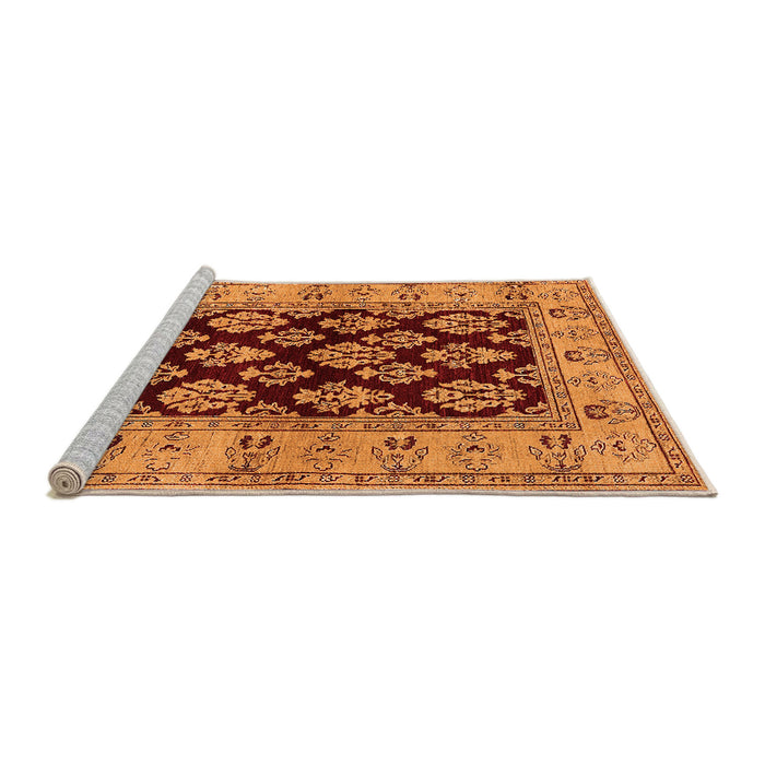 Sideview of Machine Washable Oriental Orange Industrial Area Rugs, wshurb842org