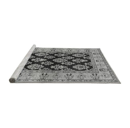 Sideview of Machine Washable Oriental Gray Industrial Rug, wshurb842gry