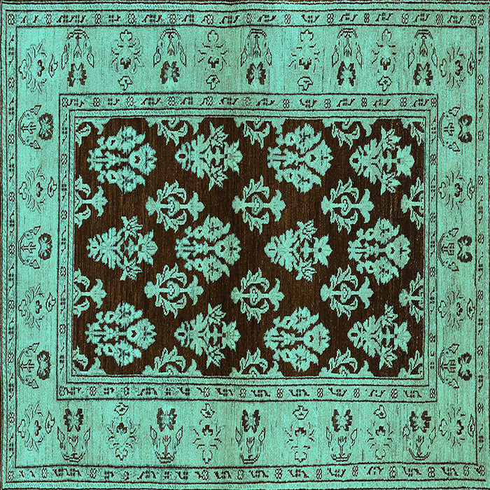 Square Oriental Turquoise Industrial Rug, urb842turq