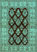 Machine Washable Oriental Turquoise Industrial Area Rugs, wshurb842turq