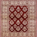 Square Mid-Century Modern Fire Brick Red Oriental Rug, urb842