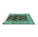 Sideview of Machine Washable Oriental Turquoise Industrial Area Rugs, wshurb842turq