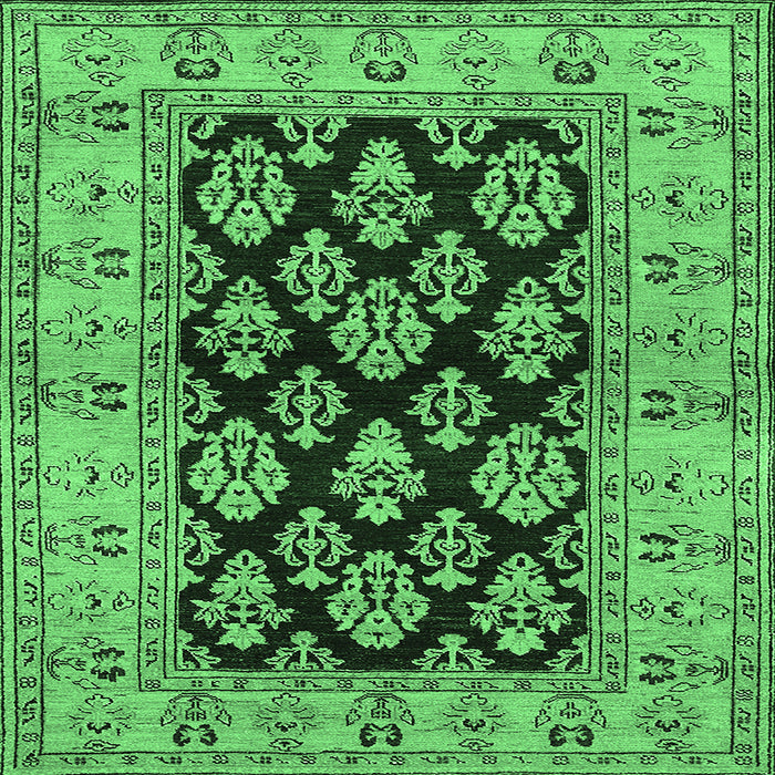 Square Machine Washable Oriental Emerald Green Industrial Area Rugs, wshurb842emgrn