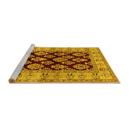 Sideview of Machine Washable Oriental Yellow Industrial Rug, wshurb842yw