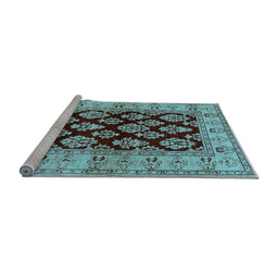 Sideview of Machine Washable Oriental Light Blue Industrial Rug, wshurb842lblu