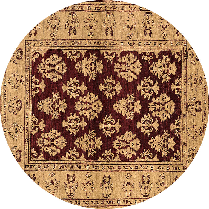 Round Oriental Brown Industrial Rug, urb842brn