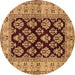 Round Oriental Brown Industrial Rug, urb842brn