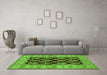 Machine Washable Oriental Green Industrial Area Rugs in a Living Room,, wshurb842grn