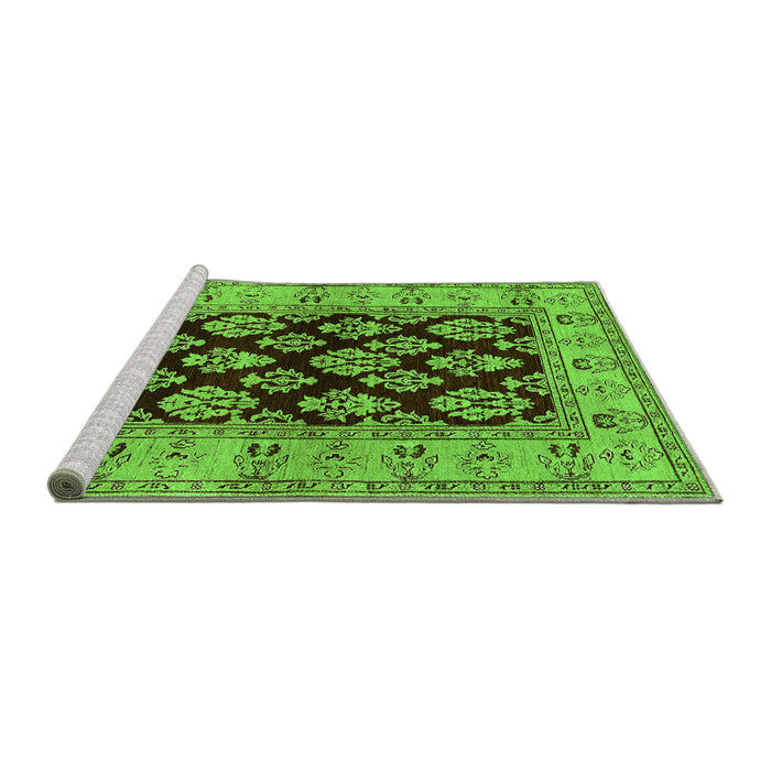Sideview of Machine Washable Oriental Green Industrial Area Rugs, wshurb842grn