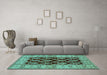 Machine Washable Oriental Turquoise Industrial Area Rugs in a Living Room,, wshurb842turq