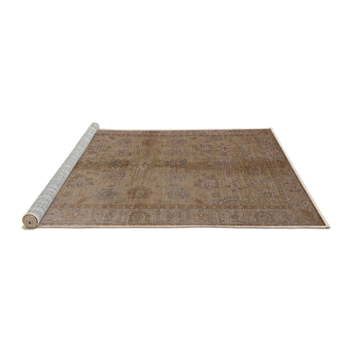 Sideview of Machine Washable Industrial Modern Dark Gold Brown Rug, wshurb843