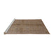 Sideview of Machine Washable Industrial Modern Dark Gold Brown Rug, wshurb843