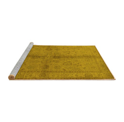 Sideview of Machine Washable Oriental Yellow Industrial Rug, wshurb843yw