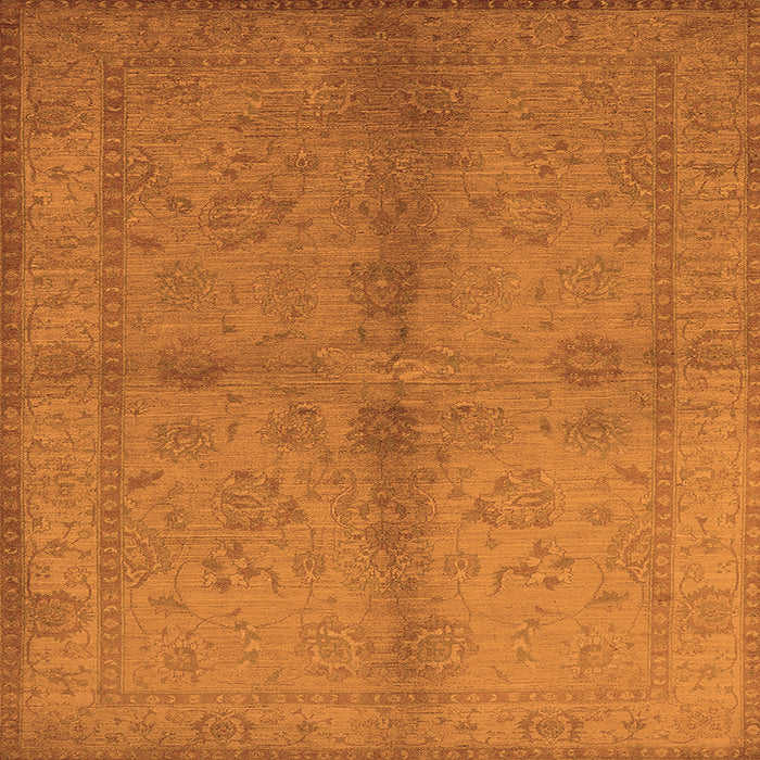 Square Machine Washable Oriental Orange Industrial Area Rugs, wshurb843org