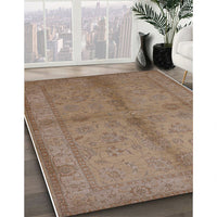 Mid-Century Modern Dark Gold Brown Oriental Rug, urb843