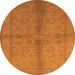 Round Machine Washable Oriental Orange Industrial Area Rugs, wshurb843org