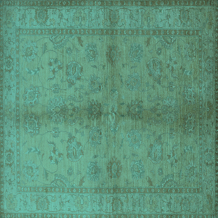 Square Oriental Turquoise Industrial Rug, urb843turq