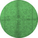 Round Oriental Emerald Green Industrial Rug, urb843emgrn