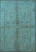 Machine Washable Oriental Light Blue Industrial Rug, wshurb843lblu