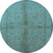 Round Oriental Light Blue Industrial Rug, urb843lblu